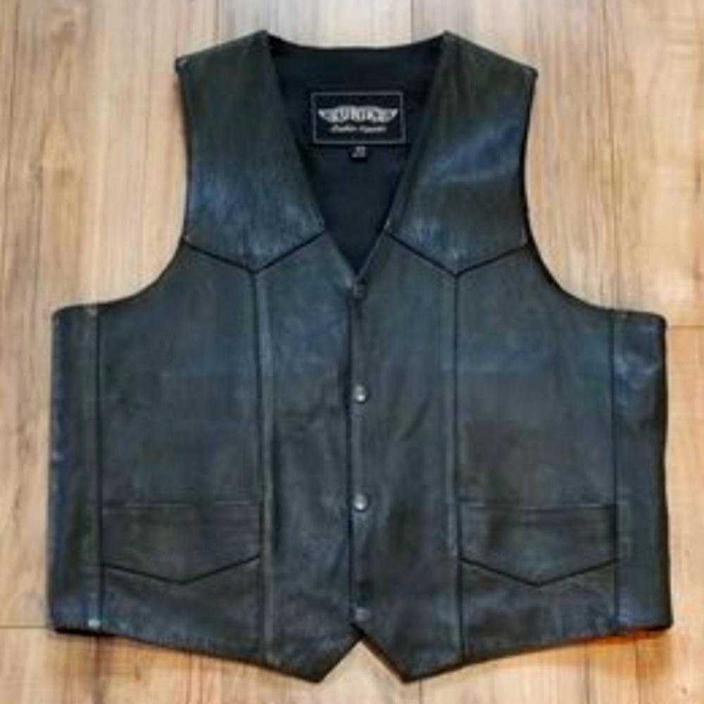 leather vest, black, size 44